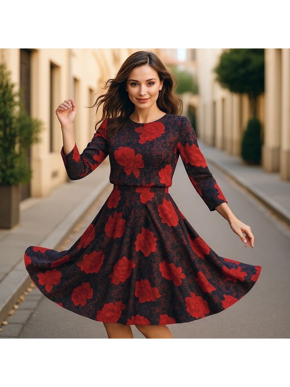 80s DDII NAVY & RED PAISLEY & BOLD FLORAL DROP WAIST SEMI SHEER DRESS SZ 10
